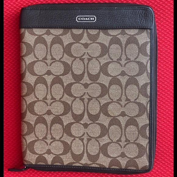 Coach Accessories | Coach Brown Leather Canvas Laptop Case Cover | Poshmark